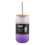Purple Frosted Glass Sublimation Tumbler by Make Market â€“ 18oz Drinkware with Bamboo Lid & Metal Straw - Designed for Custom Heat Transfer - Hand Wash Only - 12 Pack