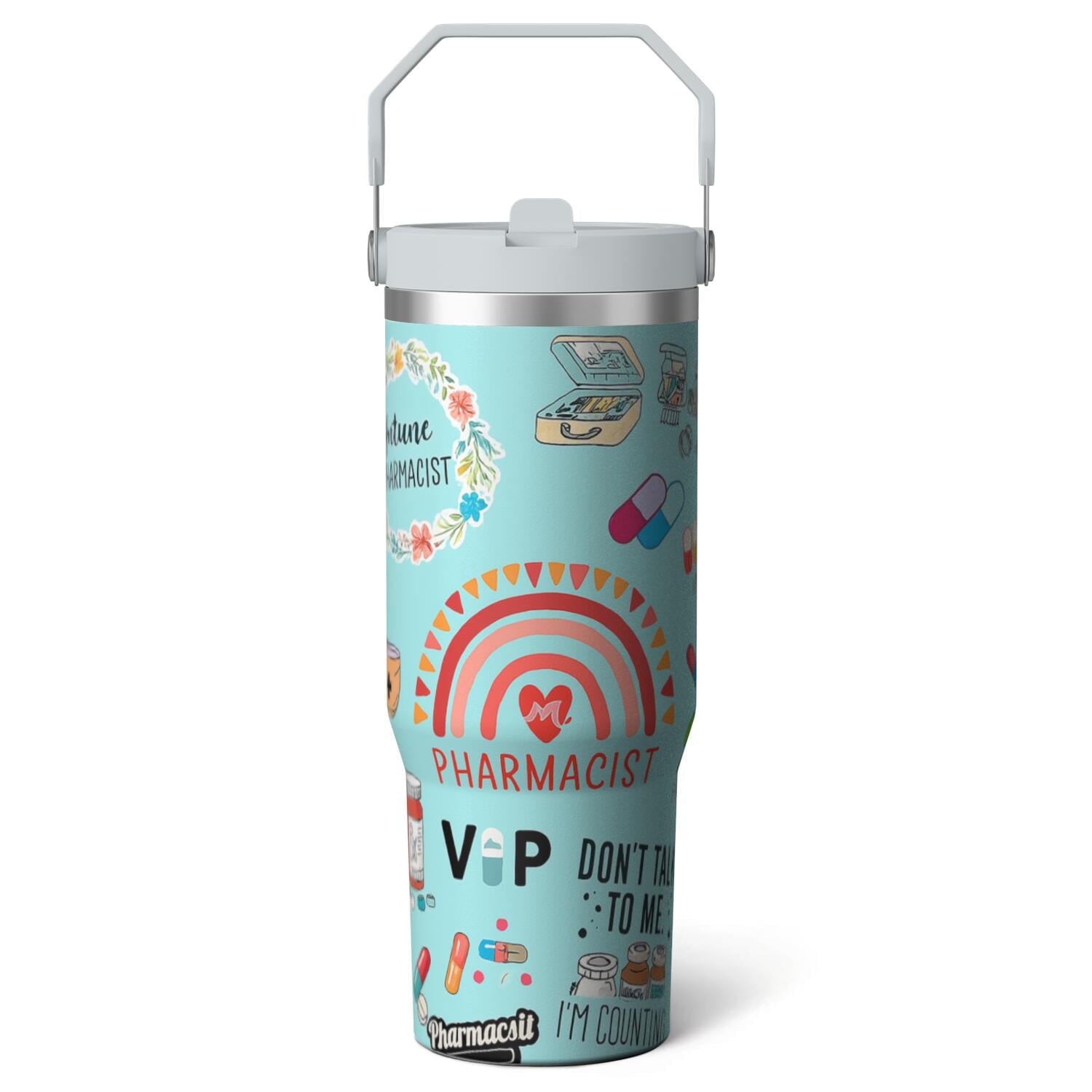 1pc pharmacist 30oz Tumbler with Straw & Handle - Insulated Stainless Steel Cup | Holiday Gift for Man Women (Christmas, Valentine's, Birthday)