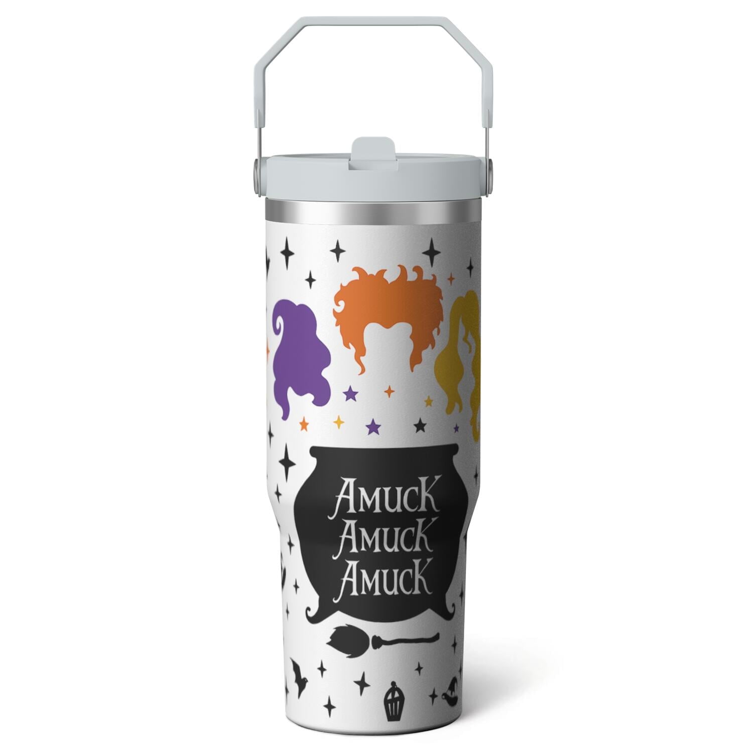 1pc Halloween Bat 30oz Tumbler with Straw & Handle - Insulated Stainless Steel Cup | Holiday Gift - Tumbler