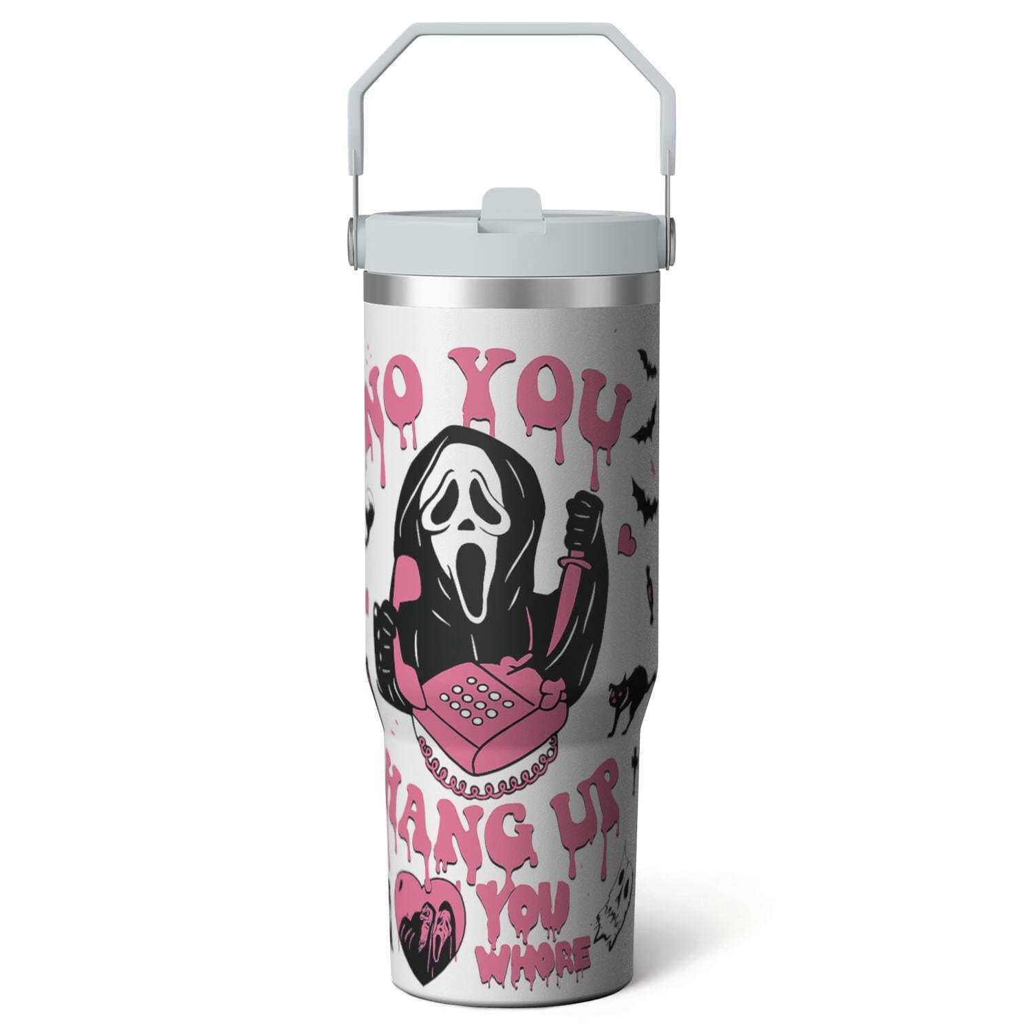 1pc Halloween Bat 30oz Tumbler with Straw & Handle - Insulated Stainless Steel Cup | Holiday Gift - Tumbler