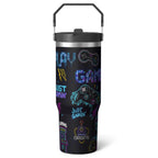 1pc Halloween Skull 30oz Tumbler with Straw & Handle - Insulated Stainless Steel Cup | Holiday Gift - Tumbler