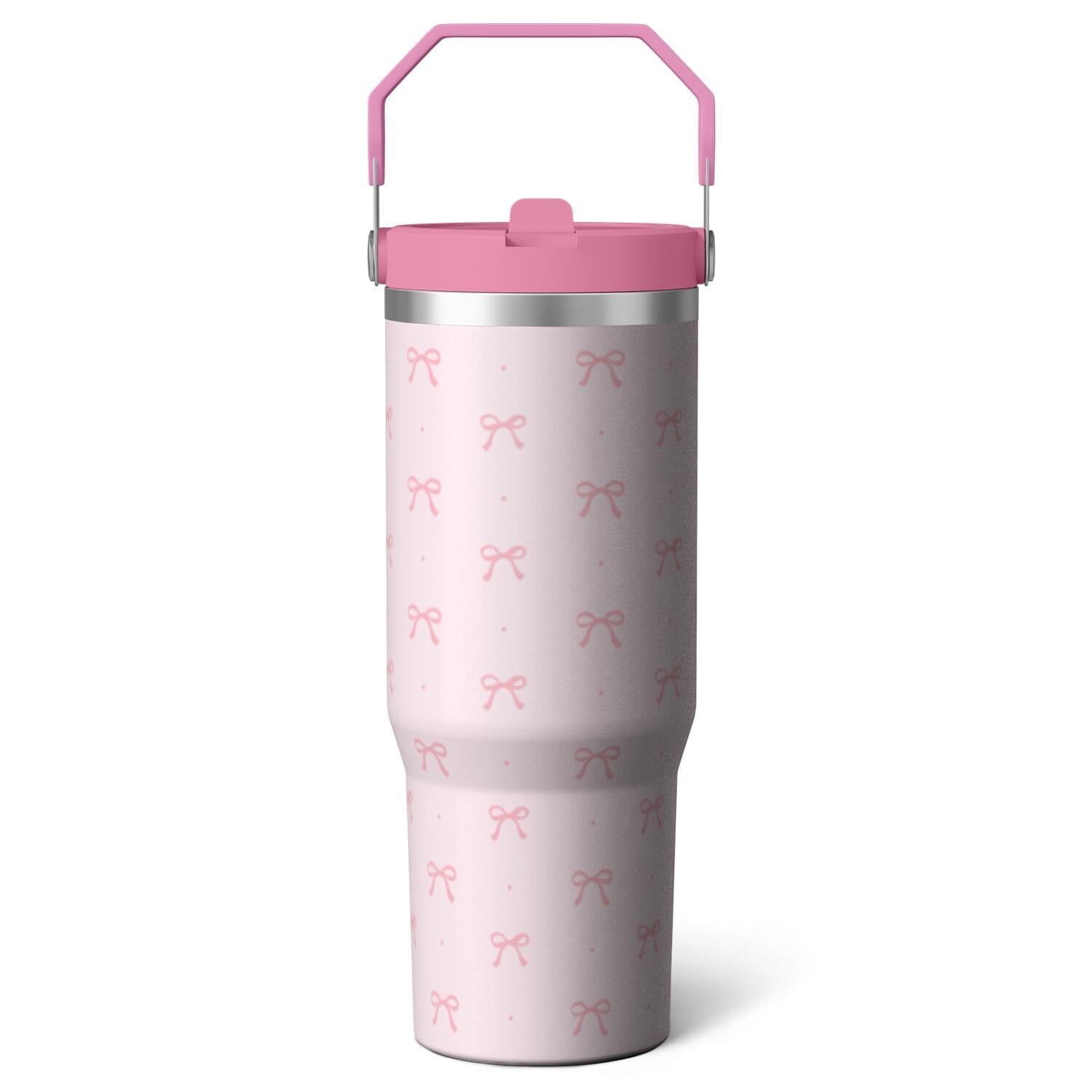 1pc Blue bow 30oz Tumbler with Straw & Handle - Insulated Stainless Steel Cup | Holiday Gift - Tumbler