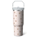 1pc Pink Leopard Print 30oz Tumbler with Straw & Handle - Insulated Stainless Steel Cup | Holiday - Tumbler