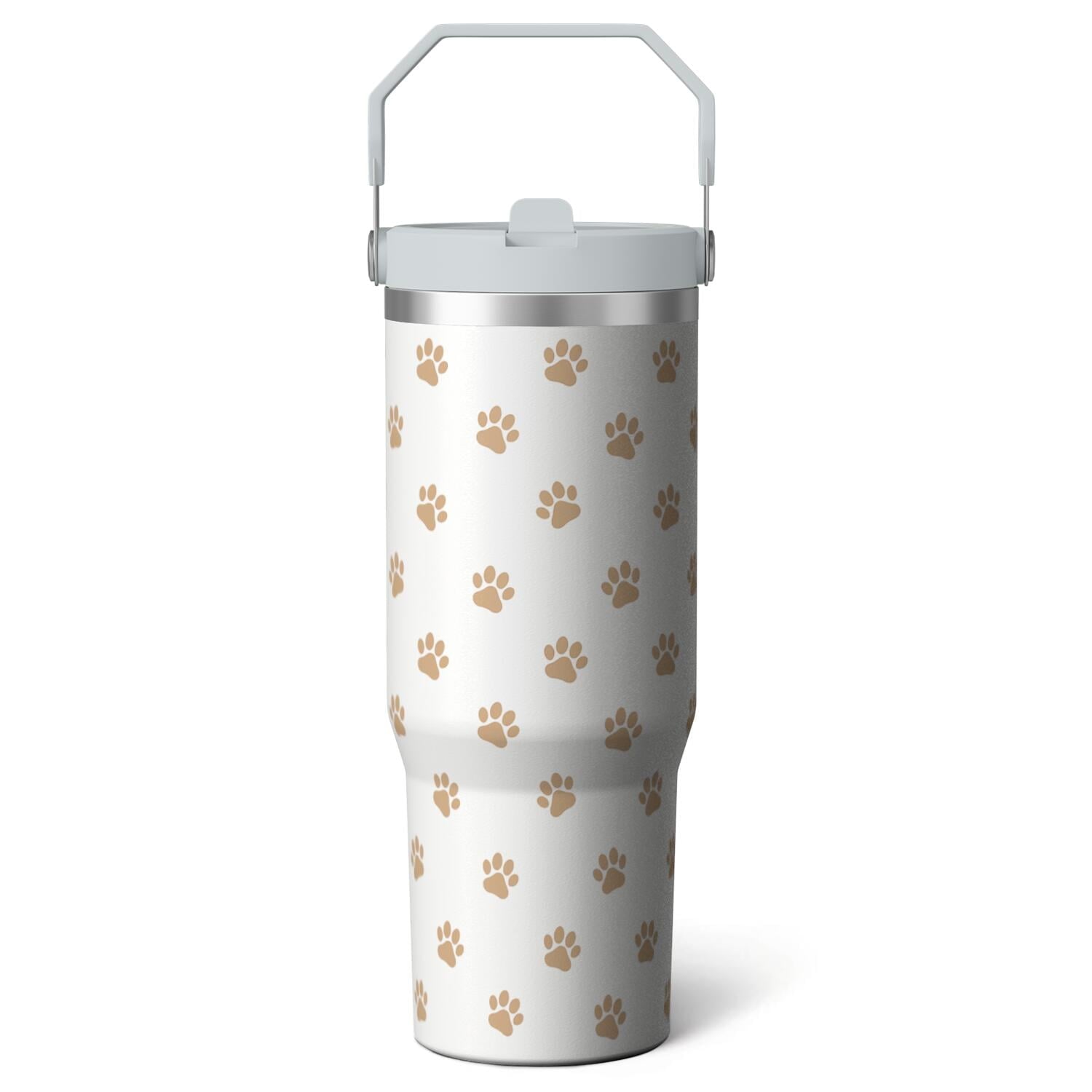 1pc Black and white grid 30oz Tumbler with Straw & Handle - Insulated Stainless Steel Cup | - Tumbler