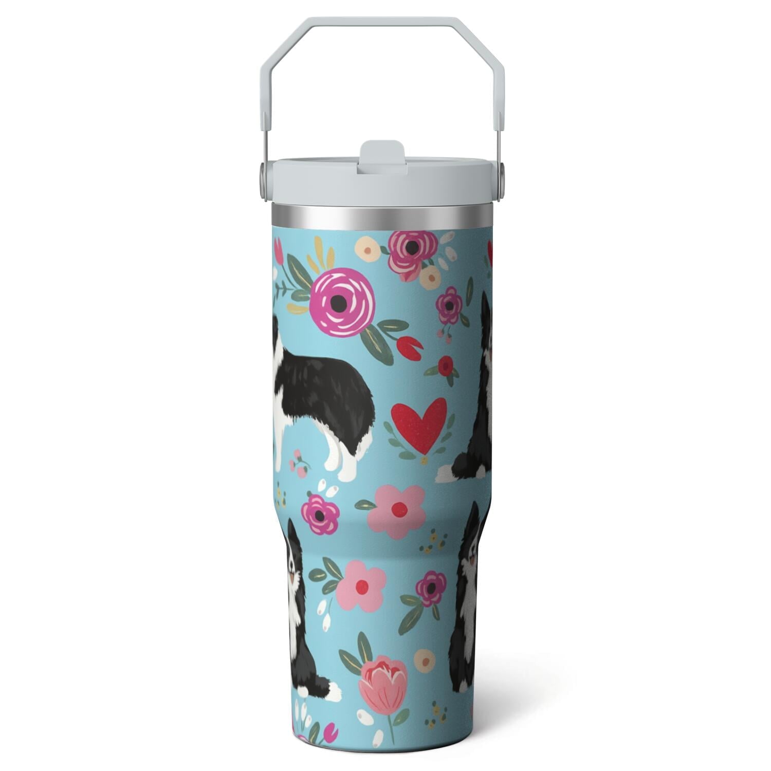1pc shark 30oz Tumbler with Straw & Handle - Insulated Stainless Steel Cup | Holiday Gift for - Tumbler