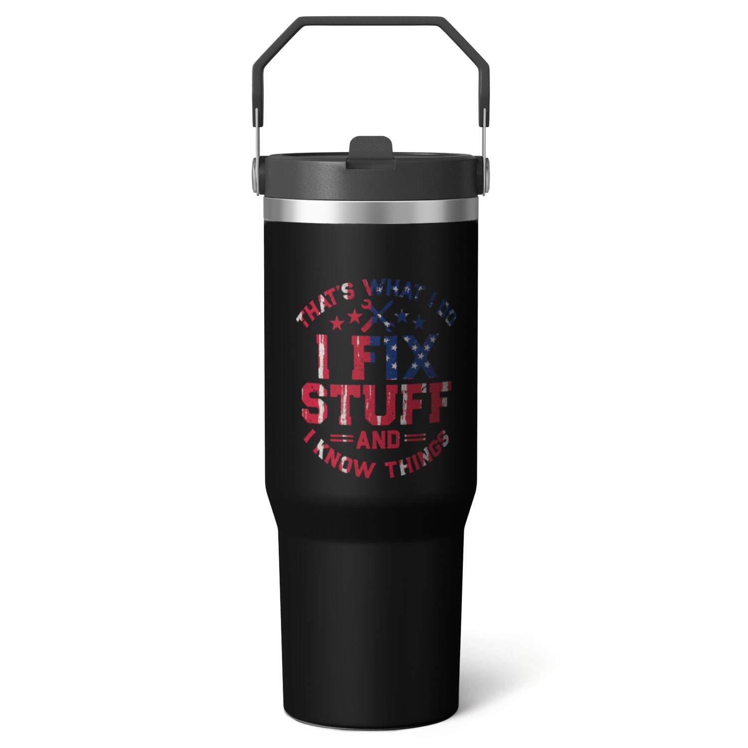 1pc Bow 30oz Tumbler with Straw & Handle - Insulated Stainless Steel Cup | Holiday Gift for Man Women (Christmas, Valentine's, Birthday) - Tumbler