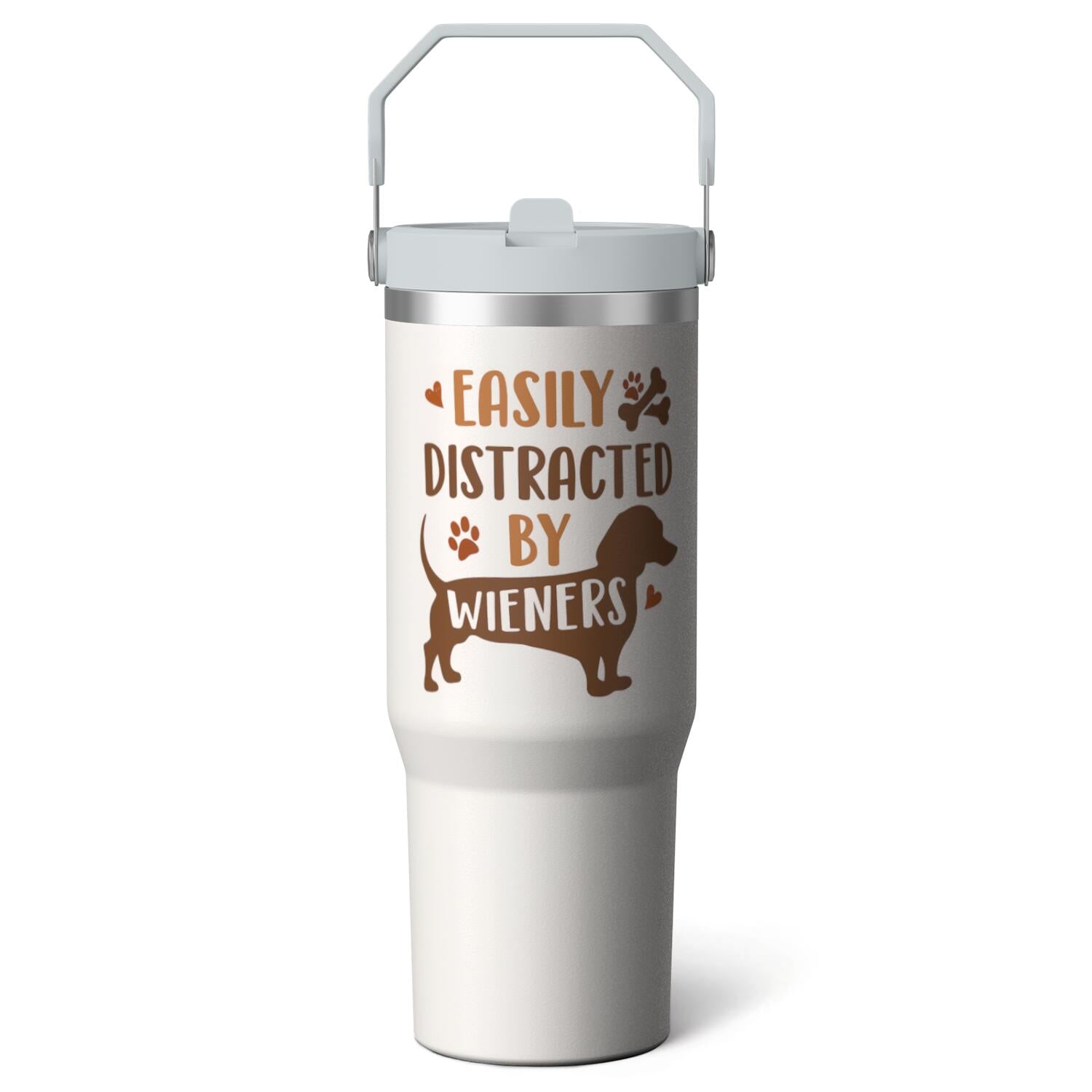 1pc Bow 30oz Tumbler with Straw & Handle - Insulated Stainless Steel Cup | Holiday Gift for Man Women (Christmas, Valentine's, Birthday) - Tumbler