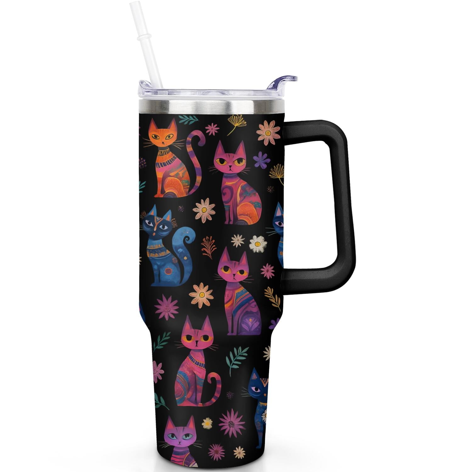 1pc Goose 40oz Tumbler with Straw & Handle - Insulated Stainless Steel Cup | Holiday Gift for Man Women (Christmas, Valentine's, Birthday) - Tumbler