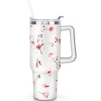 1pc cherry 40oz Tumbler with Straw & Handle - Insulated Stainless Steel Cup | Holiday Gift for Man Women (Christmas, Valentine's, Birthday) - Tumbler