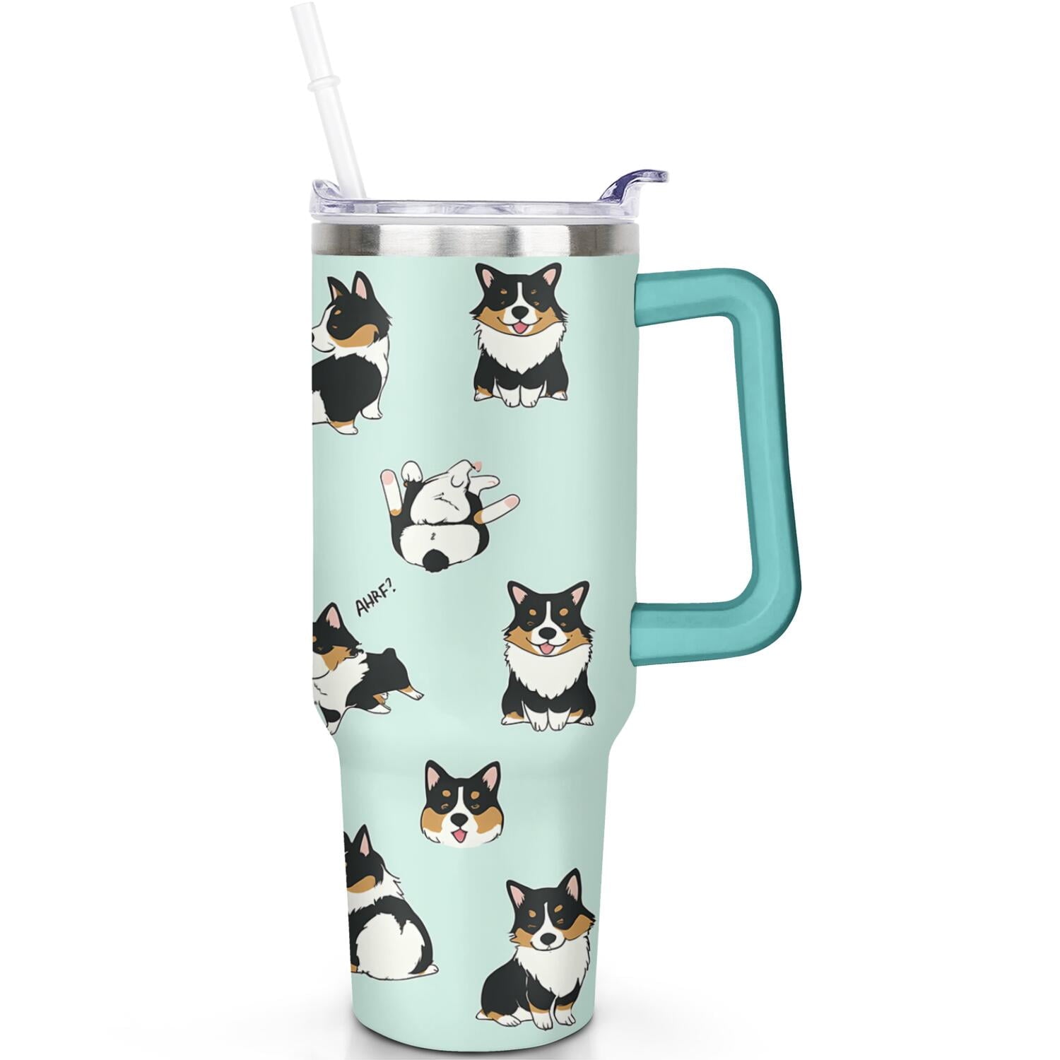 1pc Goose 40oz Tumbler with Straw & Handle - Insulated Stainless Steel Cup | Holiday Gift for - Tumbler