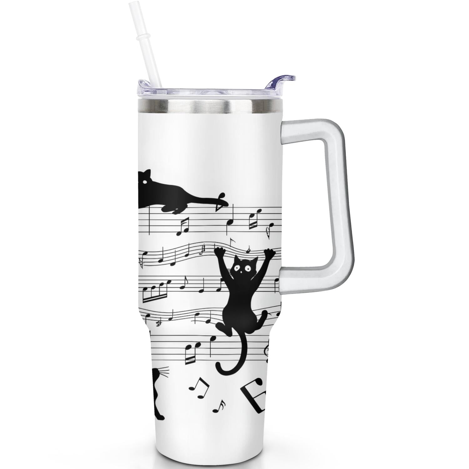 1pc Sunflower 40oz Tumbler with Straw & Handle - Insulated Stainless Steel Cup | Holiday Gift for - Tumbler