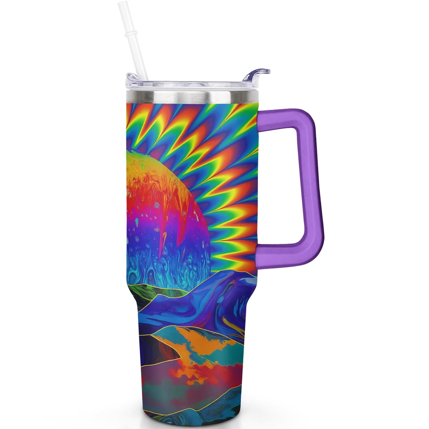 1pc Paw prints 40oz Tumbler with Straw & Handle - Insulated Stainless Steel Cup | Holiday Gift - Tumbler