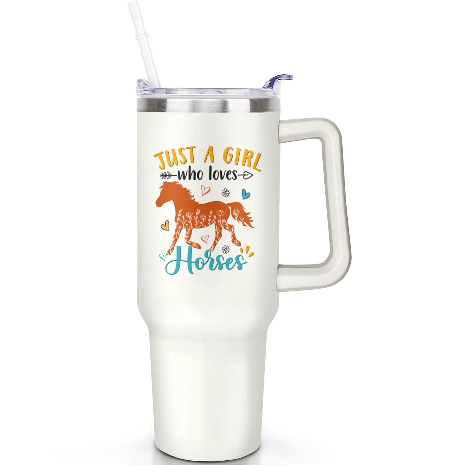 1pc daisy 40oz Tumbler with Straw & Handle - Insulated Stainless Steel Cup | Holiday Gift for - Tumbler