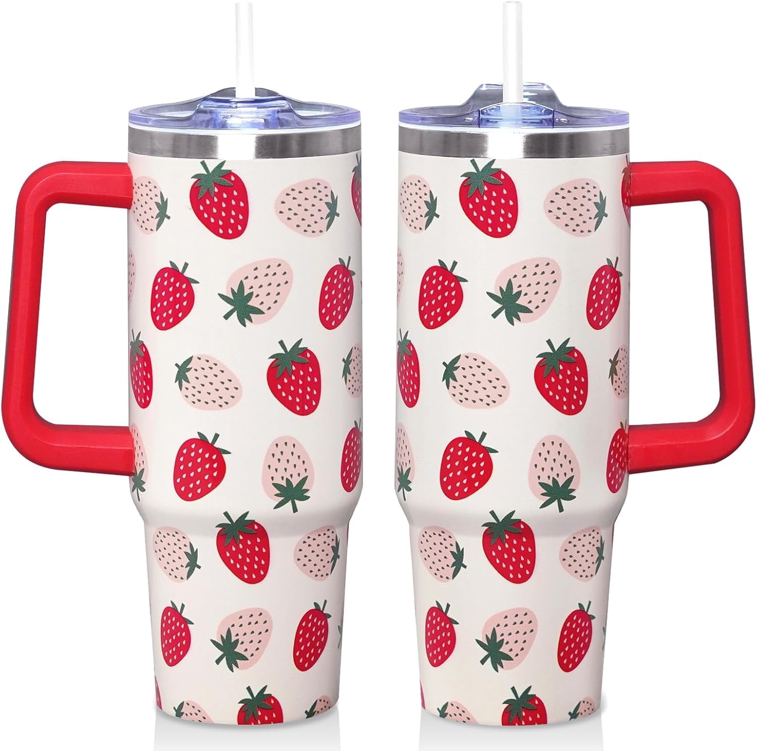30 Oz Blue Bow Tumbler with Handle and Straw, Insulated Stainless Steel Coffee Travel Cup Mug Water - Tumbler