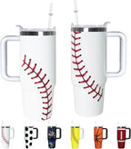 Football Lover Gift 30 oz Flip Straw Tumbler with Top Handle Football Pattern BPA-Free Leak Proof Stainless Steel Insulated Vacuum Flip Top Water Bottle for Sporting Working - Tumbler