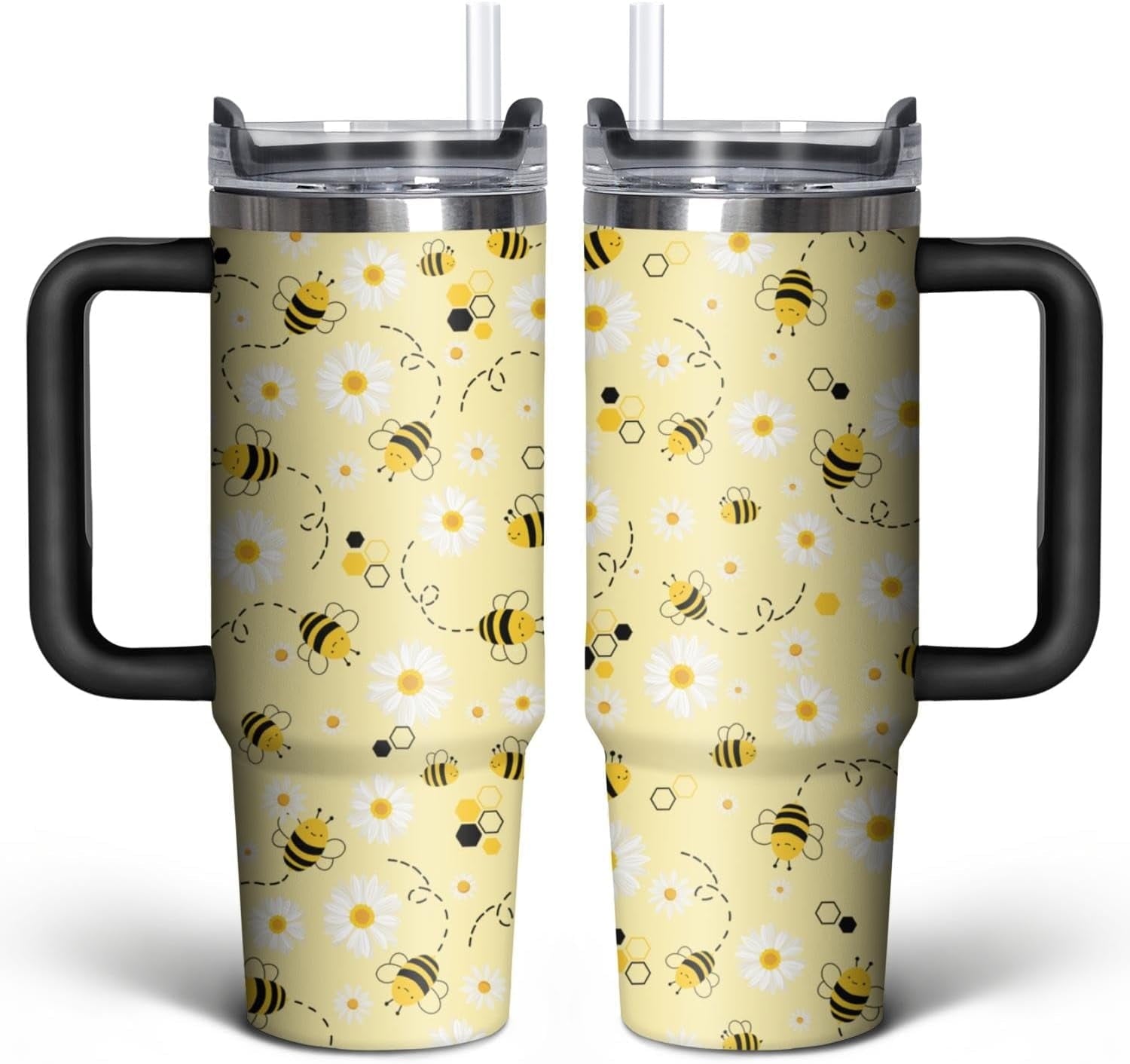 Football Lover Gift 30 oz Flip Straw Tumbler with Top Handle Football Pattern BPA-Free Leak Proof Stainless - Tumbler