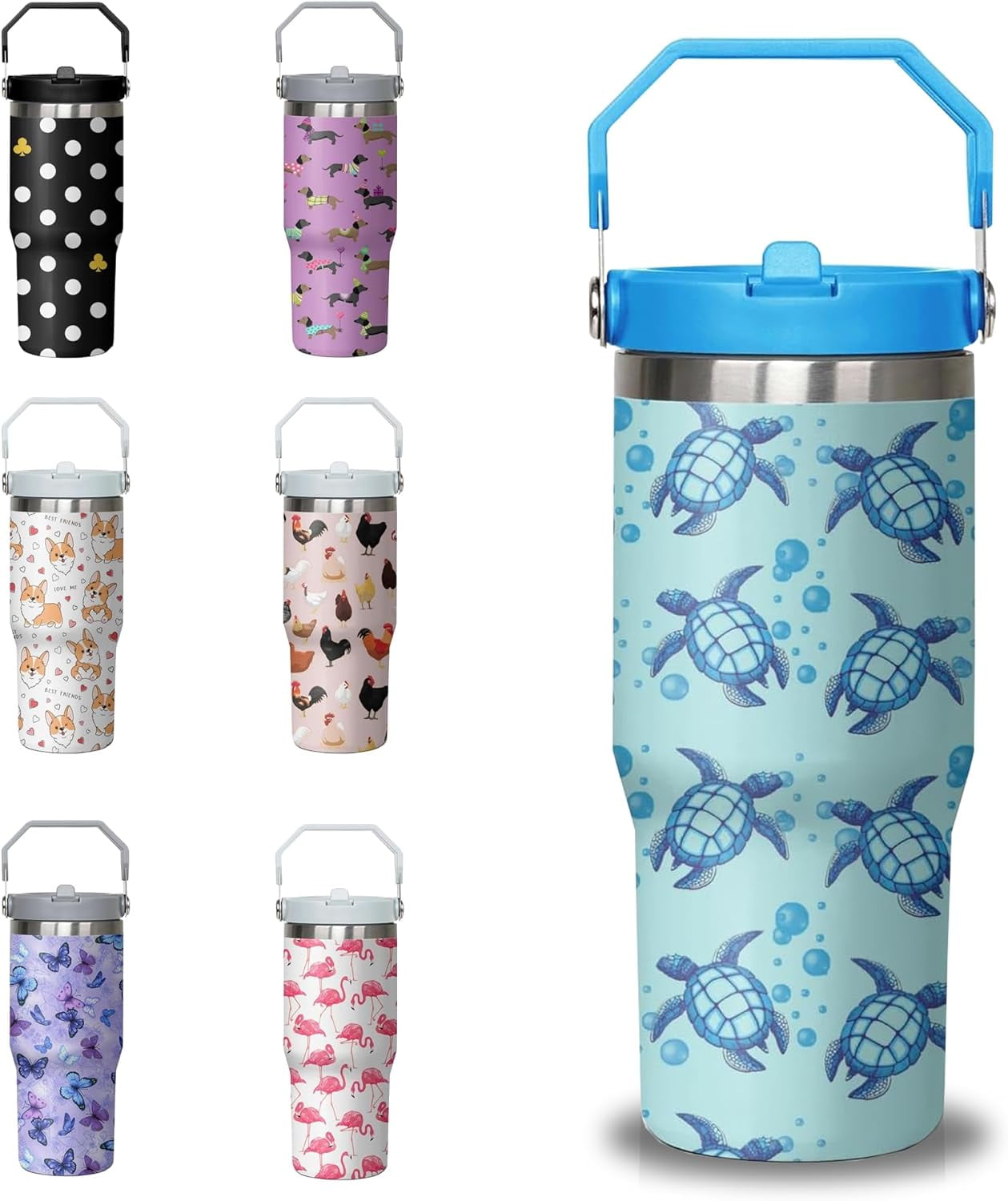 30 oz Chicken Tumbler with Handle and Flip Straw, Stainless Steel Double Insulated Cup with Lid and - Tumbler