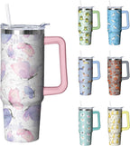 30 oz Duck Tumbler with Handle and Straw, Insulated Stainless Steel Cup with Lid, Travel Coffee Mug Water Bottle, Gifts for Woman Animal Lovers - Tumbler
