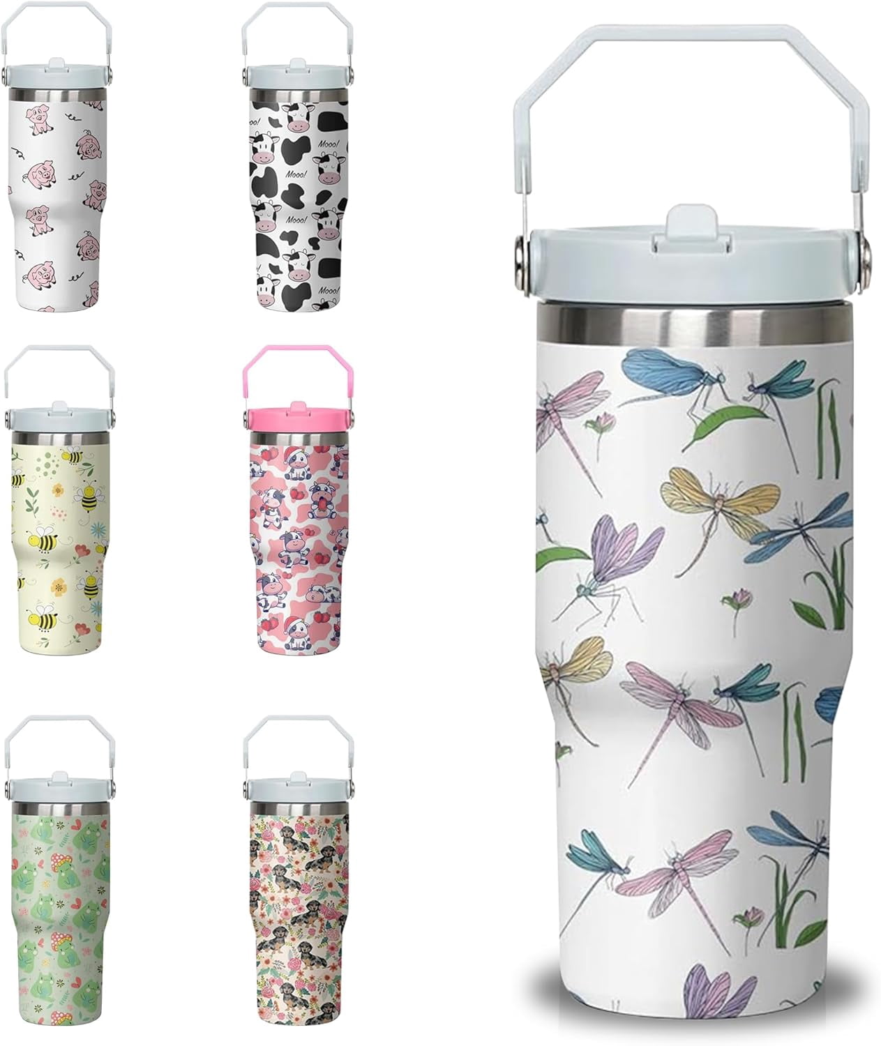 30 oz Chicken Tumbler with Handle and Flip Straw, Stainless Steel Double Insulated Cup with Lid and - Tumbler
