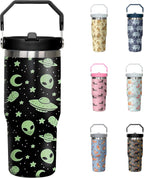 30 Oz Blue Bow Tumbler with Handle and Straw, Insulated Stainless Steel Coffee Travel Cup Mug Water Bottle, Blue Bow Themed Gifts for Women Teen Girl - Tumbler
