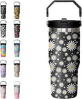 30oz Tie Dye Print Tumbler with Handle Flip Straw Tie Dye Print Coffee Mug with Handle Leak - Tumbler
