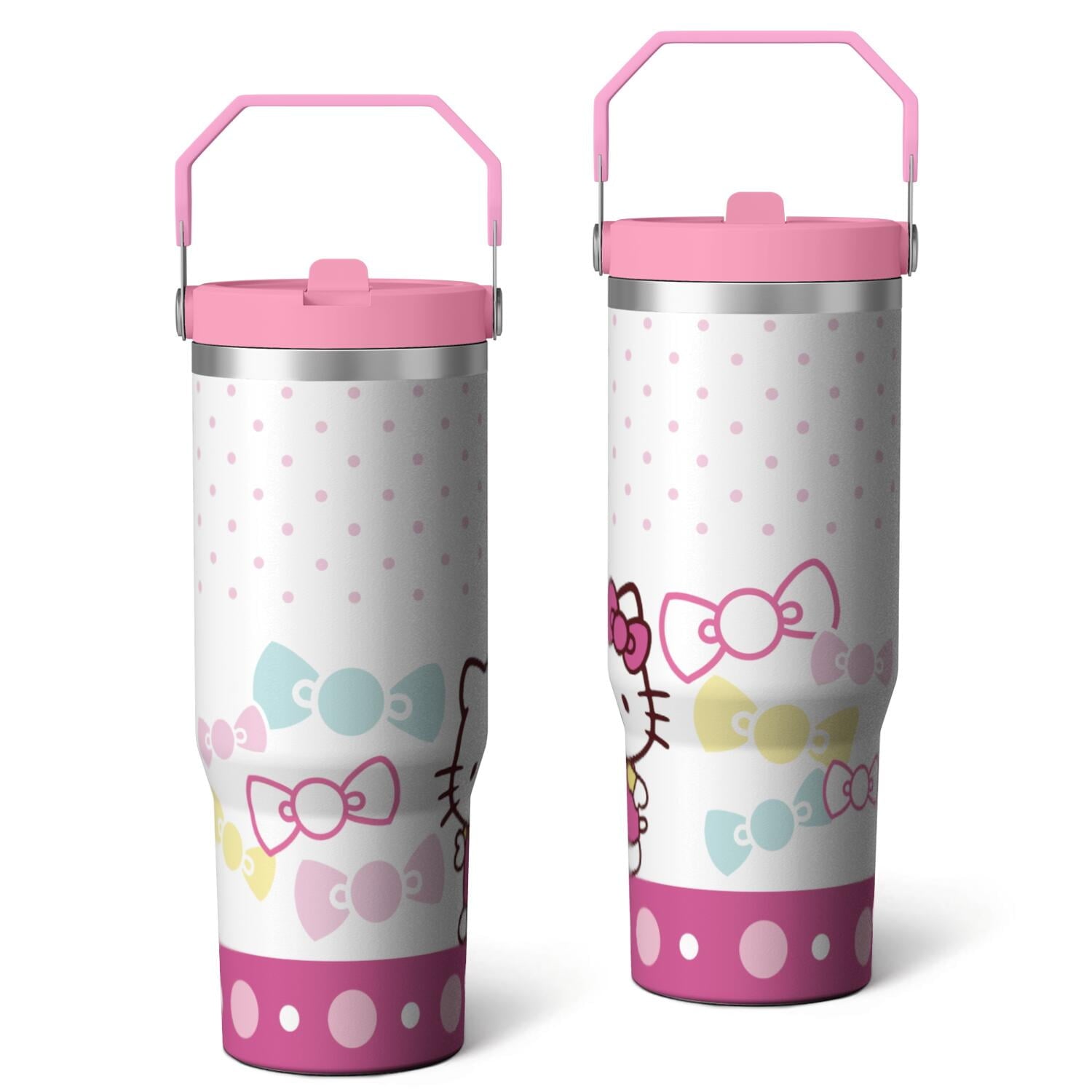 30oz Hello Kawaii Cat Cute Stainless Steel Tumbler with Lid and Straw,Spill Proof Travel Cup Double Wall - Tumbler