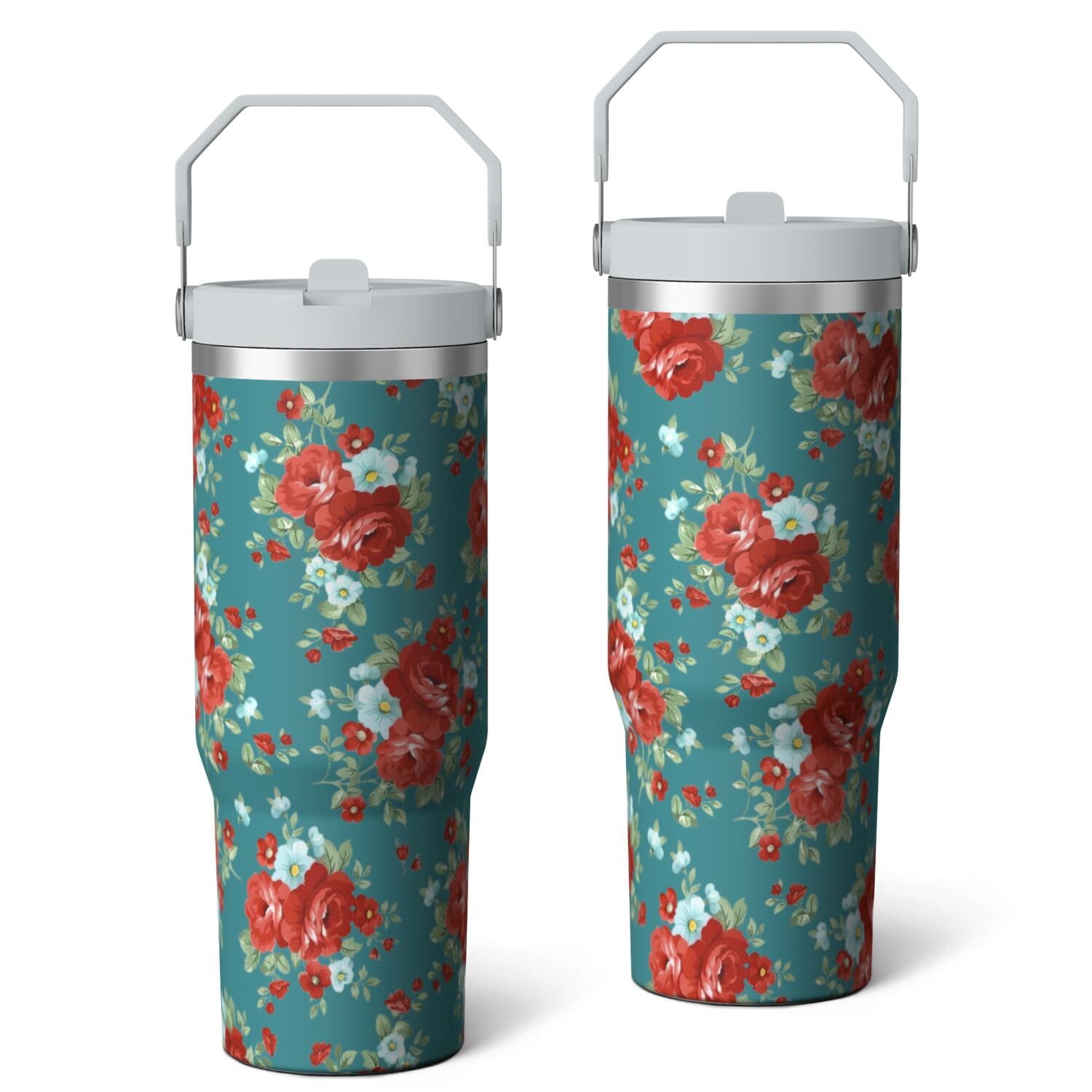 30oz Pioneer Colorful Floral Stainless Steel Flip Straw Tumbler with Lid and Straw Spill Proof Travel Cup - Tumbler