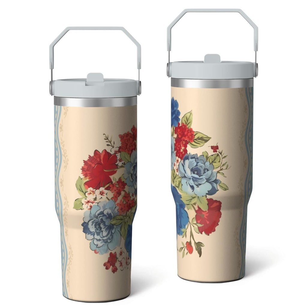 30oz Pioneer Colorful Floral Stainless Steel Flip Straw Tumbler with Lid and Straw Spill Proof Travel Cup - Tumbler