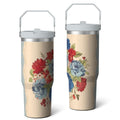 30oz Pioneer Colorful Floral Stainless Steel Flip Straw Tumbler with Lid and Straw Spill Proof Travel Cup - Tumbler