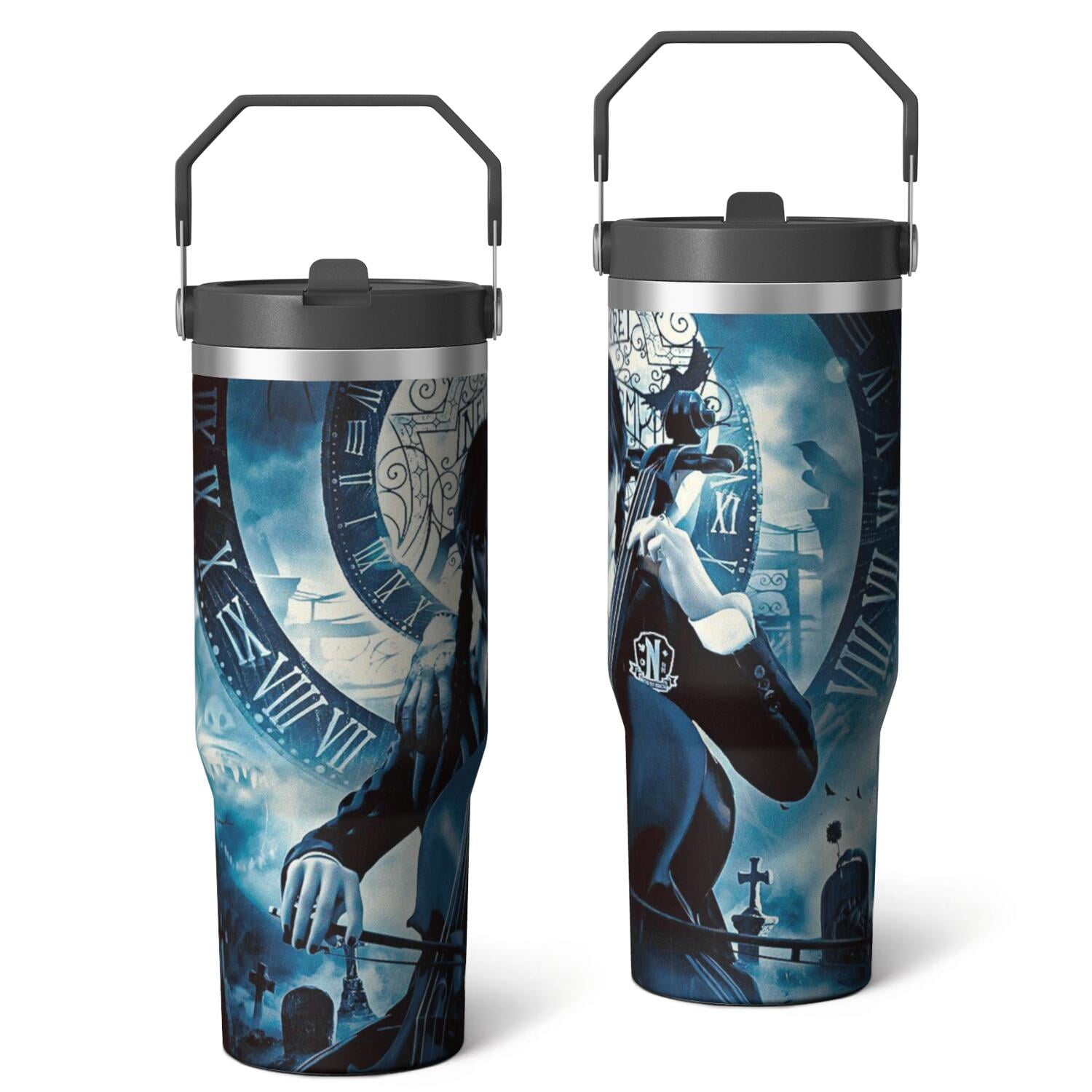 30oz Wednesday Girl Stainless Steel Tumbler with Lid and Straw,Wednesday Stuff Merchandise Spill Proof Travel Cup Double - Tumbler