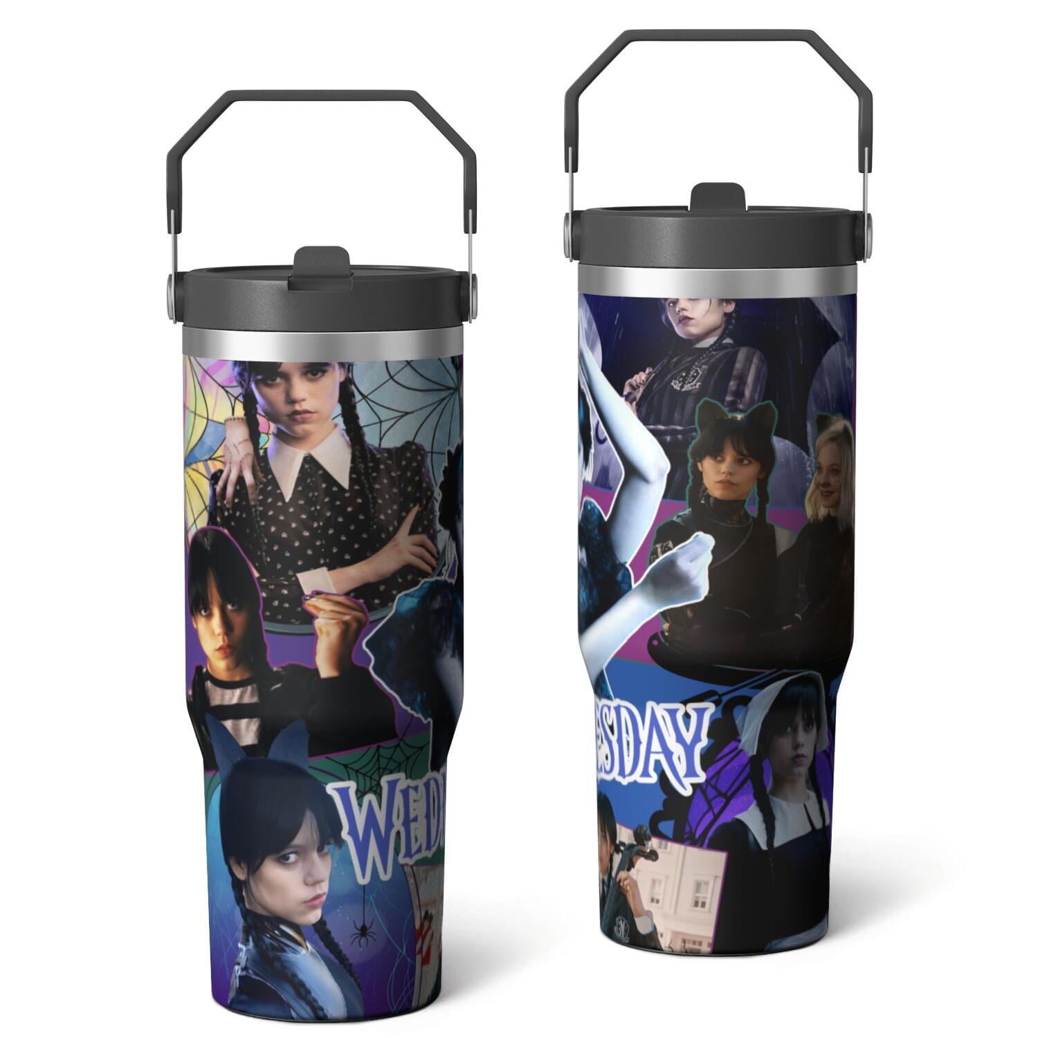 30oz Wednesday Girl Stainless Steel Tumbler with Lid and Straw,Wednesday Stuff Merchandise Spill Proof Travel Cup Double - Tumbler