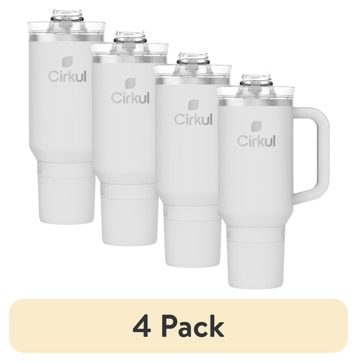 (4 pack) Cirkul 40oz All-Day StrawSip Double-Wall Insulated Stainless Steel Tumbler with Handle, Fog (Light Gray)