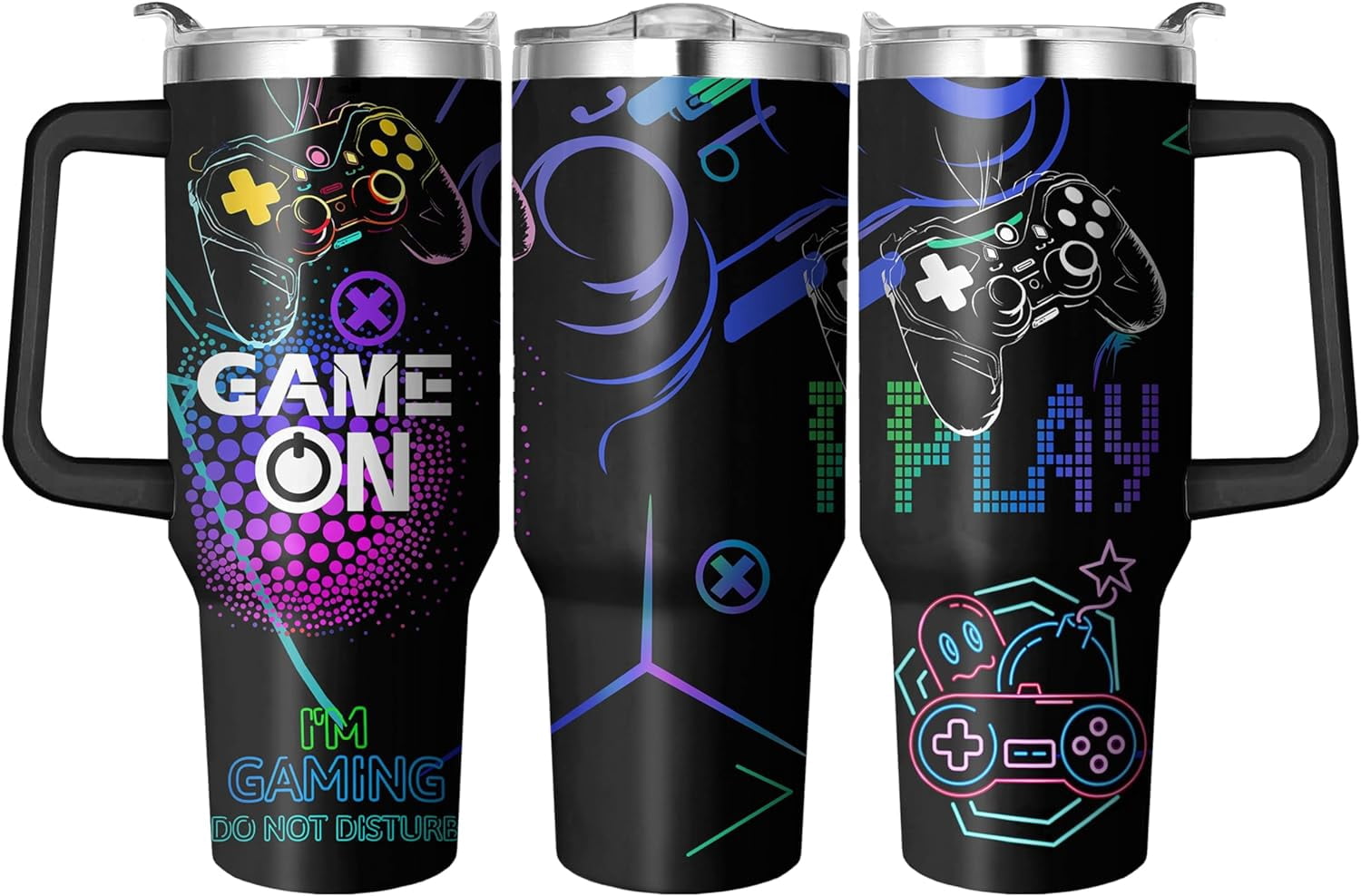 40 Oz Tumbler with Handle and Straw, Double Wall Coffee Travel Mug Spill Proof Leak Proof, Reusable - Tumbler