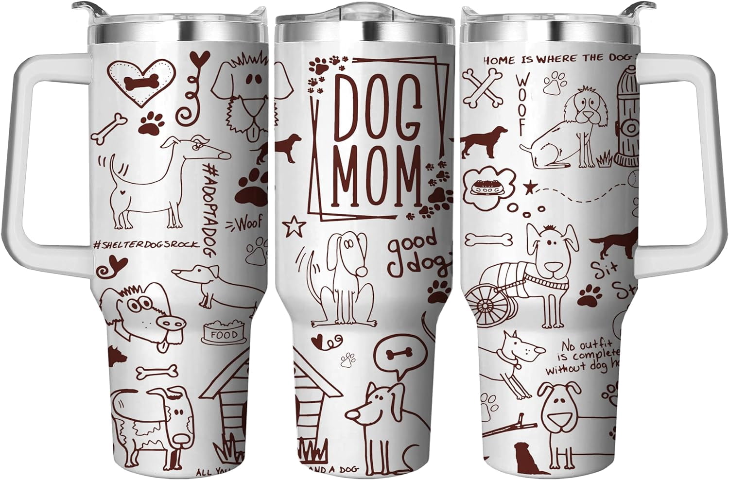 40 Oz Tumbler with Handle and Straw, Double Wall Coffee Travel Mug Spill Proof Leak Proof, Reusable - Tumbler