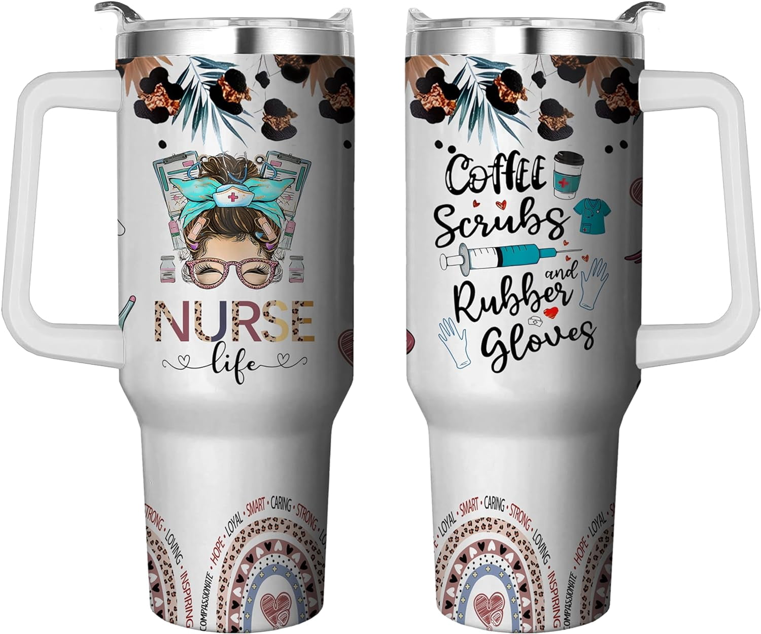 40 Oz Tumbler with Handle and Straw, Double Wall Coffee Travel Mug Spill Proof Leak Proof, Reusable - Tumbler