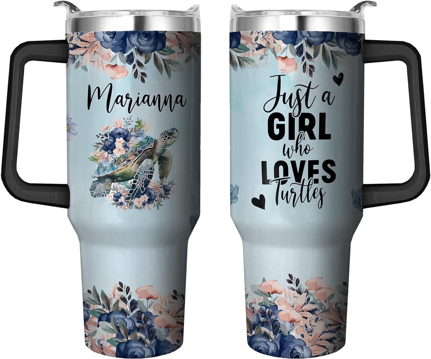 40 Oz Tumbler with Handle and Straw, Double Wall Coffee Travel Mug Spill Proof Leak Proof, Reusable - Tumbler