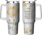 40 Oz Tumbler with Handle and Straw, Double Wall Coffee Travel Mug Spill Proof Leak Proof, Reusable Insulated Water Bottle 40 Oz, Stainless Steel Cup with Handle and Straw Gifts for Women - Tumbler