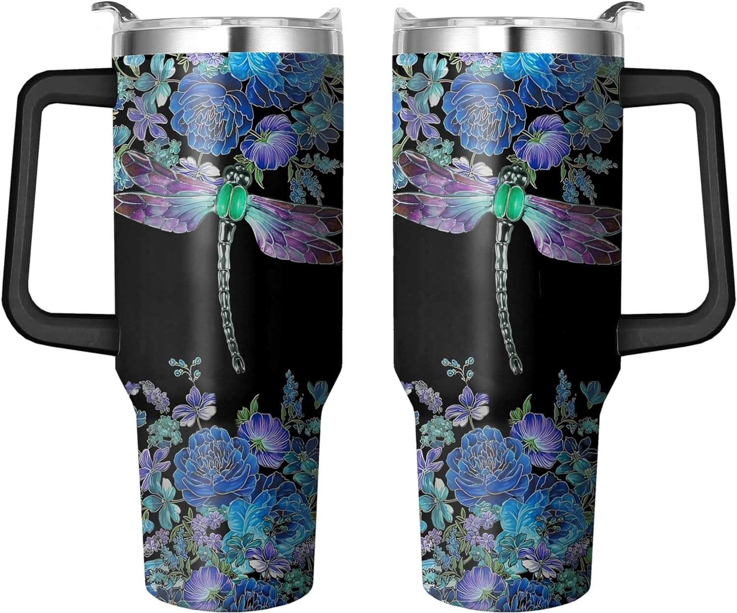 40 Oz Tumbler with Handle and Straw, Double Wall Coffee Travel Mug Spill Proof Leak Proof, Reusable - Tumbler