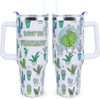 40 oz Cute Strawberry Cow Tumbler with Handle and Straw, Stainless Steel Insulated Cup with Lid and Straw, Travel Mug Water Bottle, Gifts for Women - Tumbler