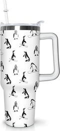 40 oz Penguin Tumbler with Handle Gifts for Penguin Lover 40oz Stainless Steel Travel Cup Mug Water - Tumbler