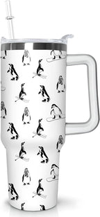 40 oz Penguin Tumbler with Handle Gifts for Penguin Lover 40oz Stainless Steel Travel Cup Mug Water - Tumbler