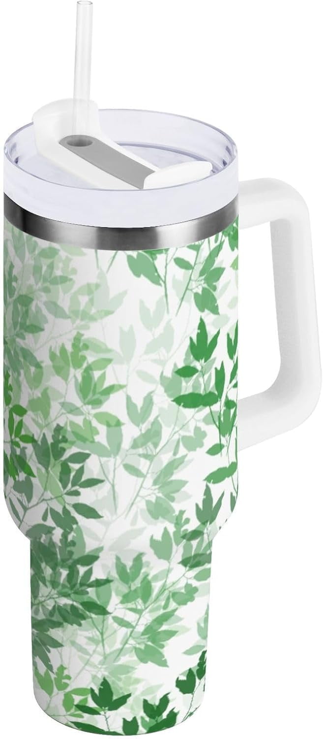 40 oz Tumbler with Handle Lid and Straw Insulated Water Tumbler Stainless Steel Water Cup Mug Bottle - Tumbler