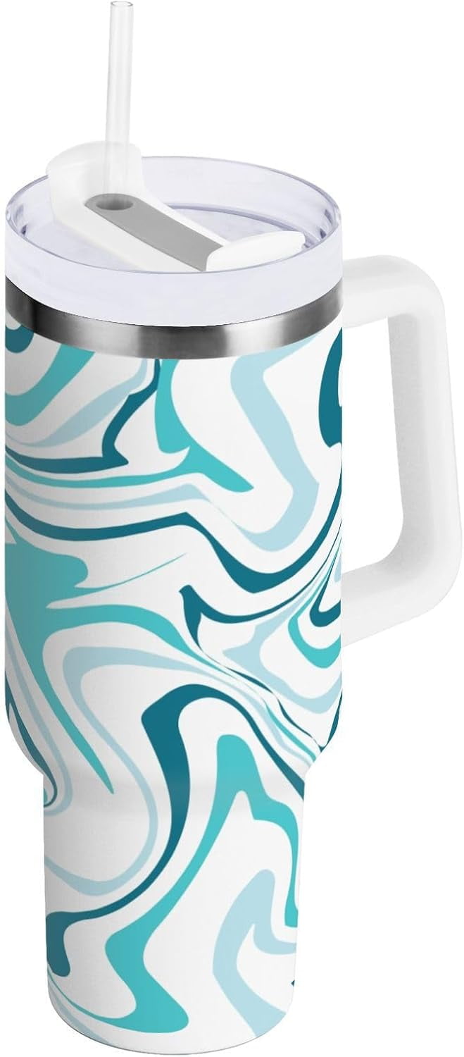 40 oz Tumbler with Handle Lid and Straw Insulated Water Tumbler Stainless Steel Water Cup Mug Bottle - Tumbler