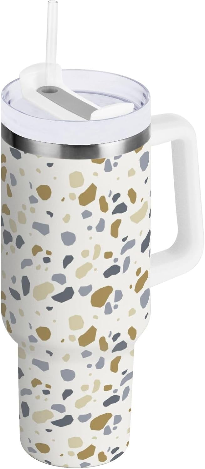 40 oz Tumbler with Handle Lid and Straw Insulated Water Tumbler Stainless Steel Water Cup Mug Bottle - Tumbler