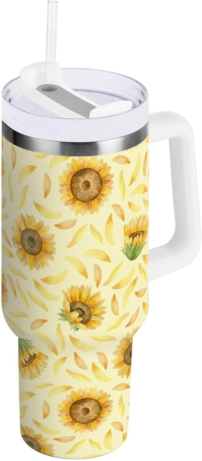 40 oz Tumbler with Handle Lid and Straw Insulated Water Tumbler Stainless Steel Water Cup Mug Bottle - Tumbler