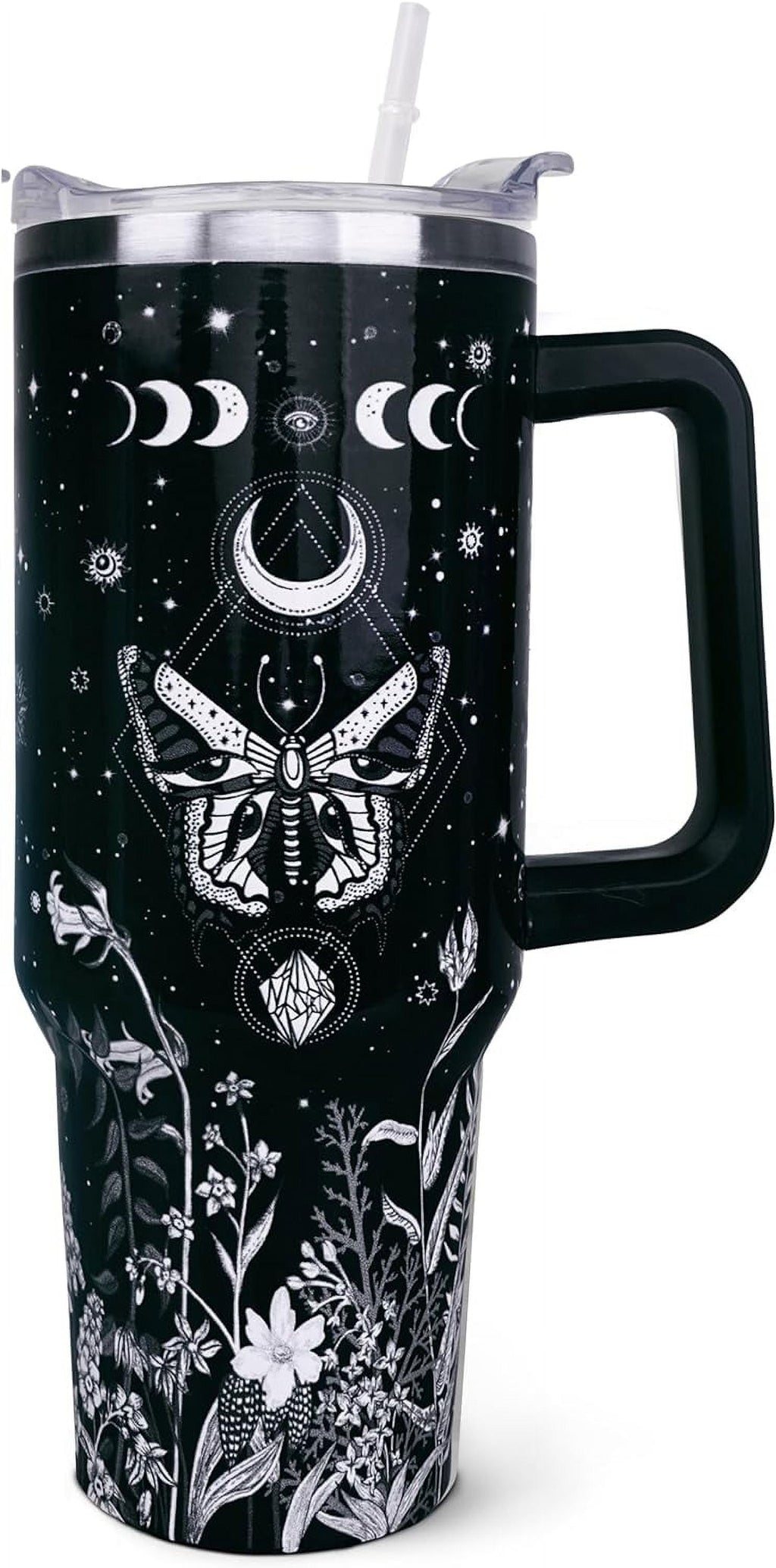 40 oz Tumbler with Handle and Straw, Highland Cow Tumbler with Leak Proof Lid, Reusable Stainless Steel - Tumbler