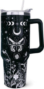 40 oz Tumbler with Handle and Straw, Highland Cow Tumbler with Leak Proof Lid, Reusable Stainless Steel Insulated Travel Coffee Mug, Highland Cow Gifts for Cow Lovers - Tumbler
