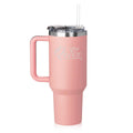 40 oz Tumbler with Handle and Straw Lid Stainless Steel Insulated Travel Mug Cup Queen Fancy (Pink)