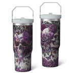 1pc Halloween Skull 30oz Tumbler with Straw & Handle - Insulated Stainless Steel Cup | Holiday Gift for Man Women (Christmas, Valentine's, Birthday)
