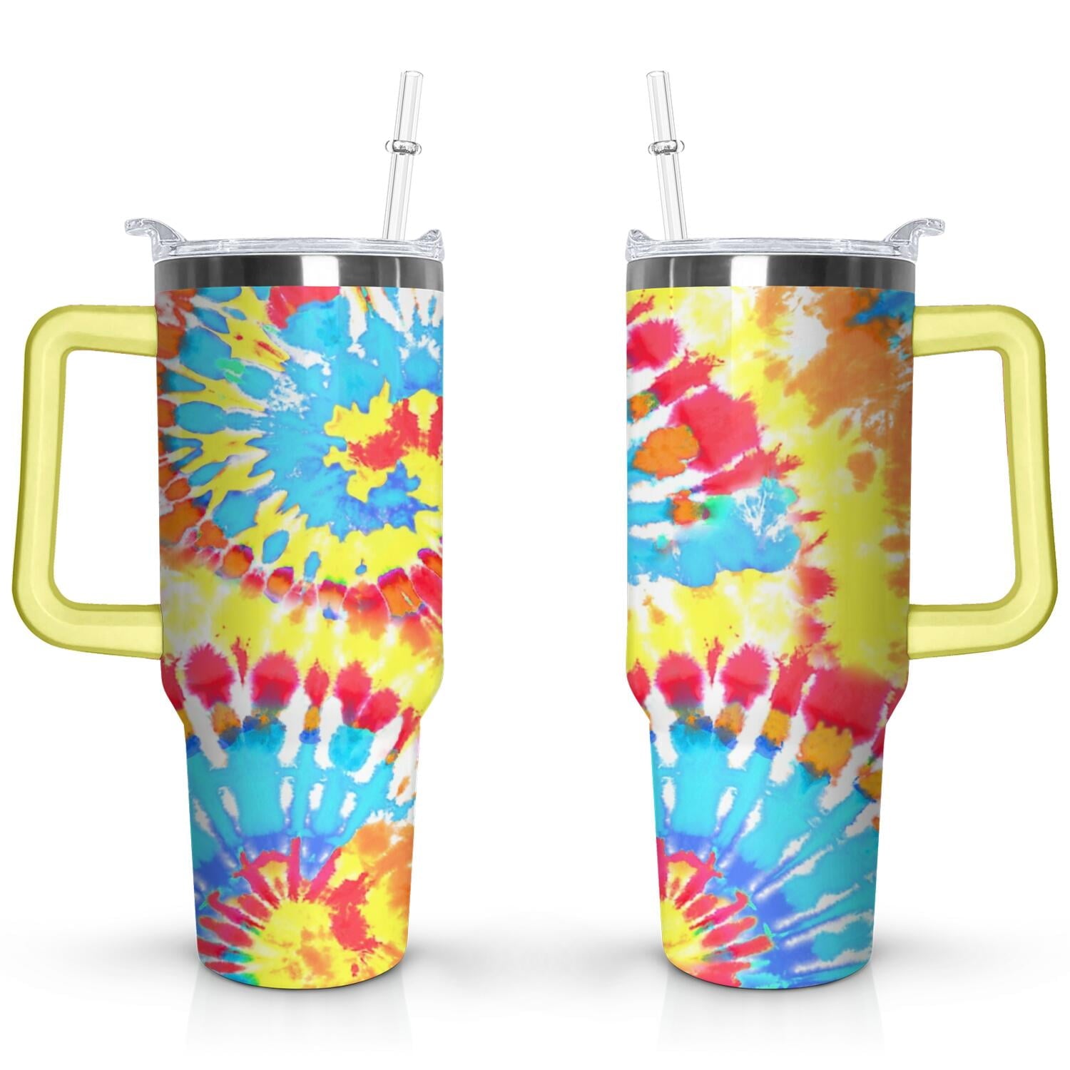 40oz Boho Tie Dye Stainless Steel Flip Straw Tumbler Spill Proof Travel Cup Double Wall Vacuum Insulated - Tumbler